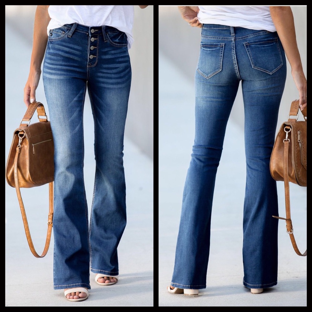 CLEARANCE-FIRM‼️5🌟Laura Button up Flares - Picture 6 of 7